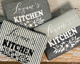 Personalized Kitchen Towels, Housewarming Gift, Set of 3
