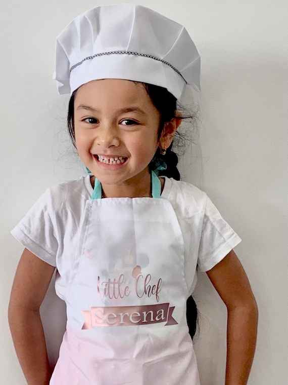 Delantal de niño y niña personalizado con dibujos de niños cocineros