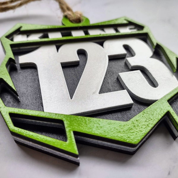 Motocross Nummernschild Ornament, 3D Motocross Ornament, Dirt Bike Ornament, Racing Number Ornament, benutzerdefinierte Motocross Ornament, Race Theme