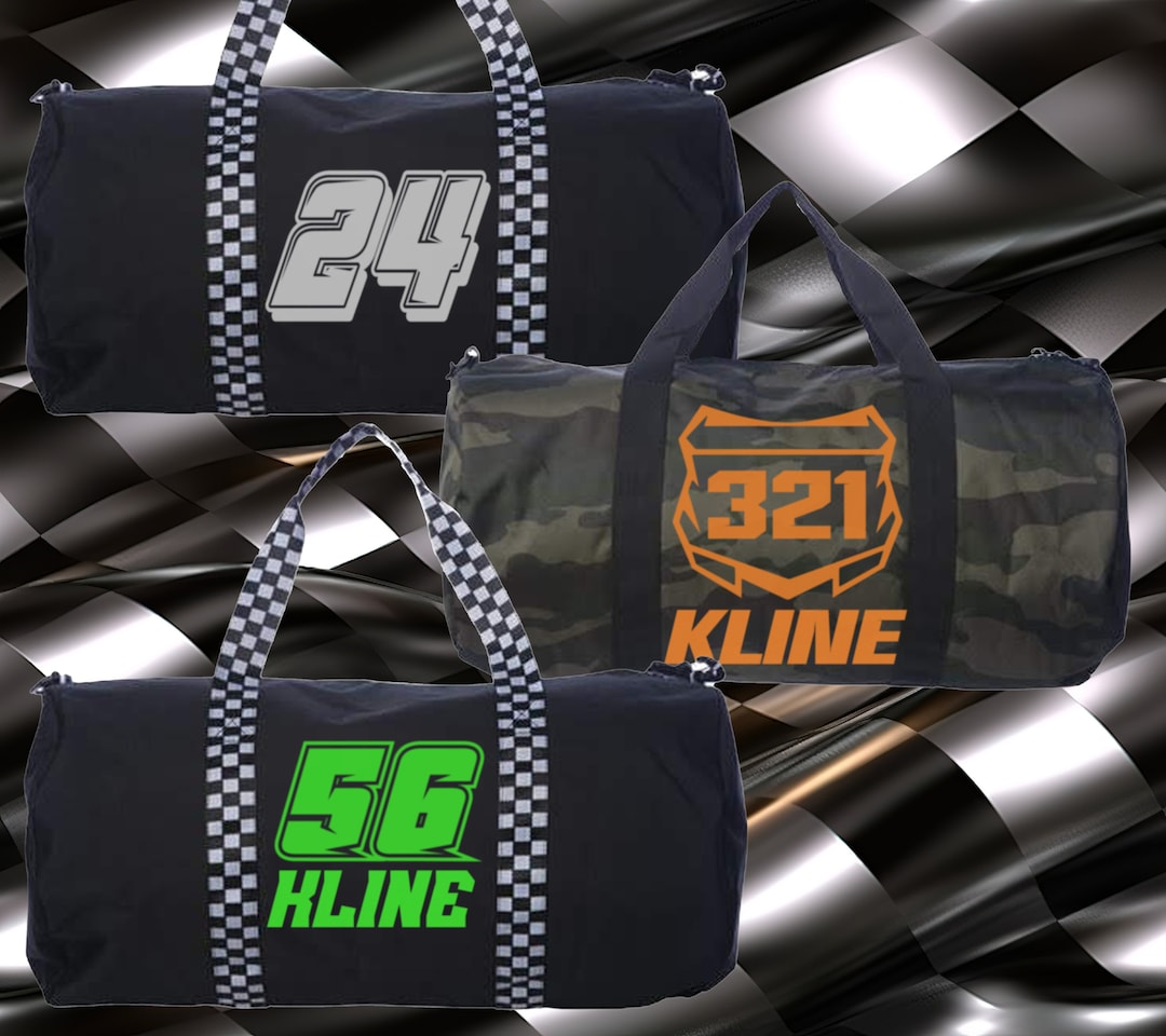 Personalized Race Gear Duffel Bag, Racing Themed Duffle Bag, Custom