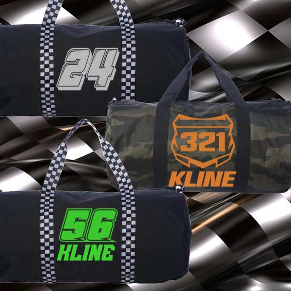 Personalized Race Gear Duffel Bag, Racing Themed Duffle Bag, Custom Sports Bag, Sports Gear Storage, Race Gear Storage Bag, Motocross Bag