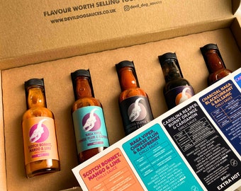 Hot Sauce Geschenk Set (Hot - Xxtra Hot), Vatertags Geschenk, Freund Geschenk, Mama Geschenk, Freundin Geschenk, Vegan Hot Sauce