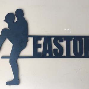 Signo de pared de béisbol/softbol, decoración de la pared de béisbol, signo de nombre de los niños, signo de nombre de madera, decoración de la habitación de los niños, signo de nombre personalizado, arte de la sala de béisbol
