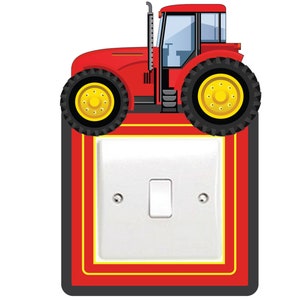 Red Tractor Light Switch Surround Art Sticker Children's Bedroom Farm Vehicle