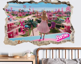 Barbie Movie Broken Hole in Wall Art Sticker Bedroom Decal