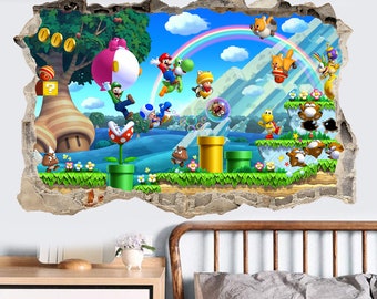 Super Mario Broken Wall Art Sticker Bedroom Decal