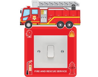 Fire Engine Light Switch Surround Art Vinyl Sticker Children's Bedroom