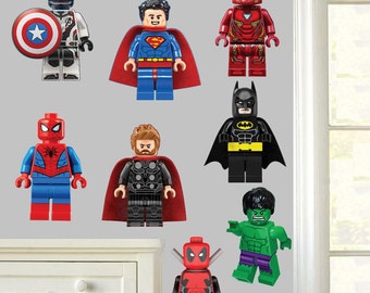 Superhero Characters 8pc Wall Art Vinyl Stickers