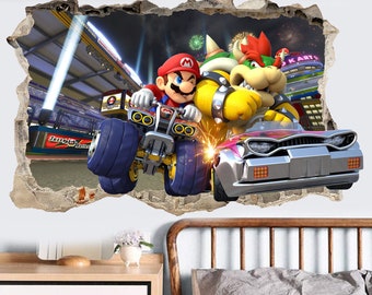 Mario Kart Broken Wall Art Sticker Bedroom Decal