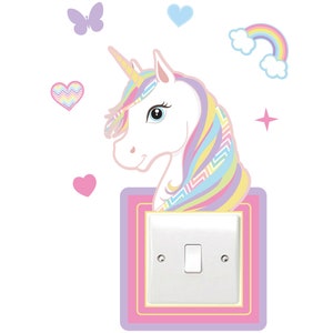 Unicorn and Stars Light Switch Surround Art Vinyl Stickers