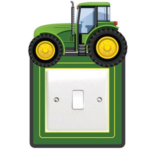 Green Tractor Light Switch Surround Art Sticker Children's Bedroom Farm Vehicle