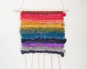 Small rainbow woven wall hanging #3