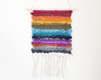 Small rainbow woven wall hanging #2