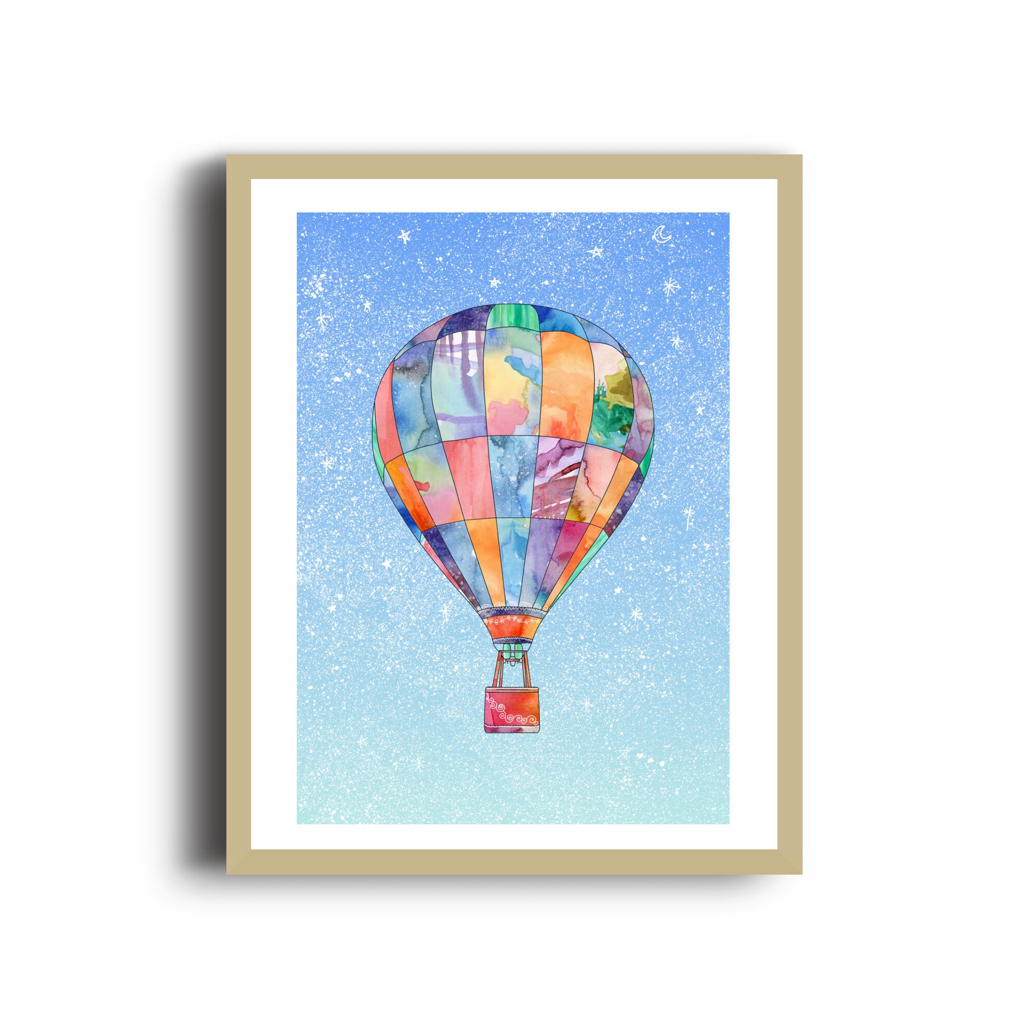 Hot Air Balloon Art Print, A4 - Etsy