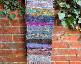 Handwoven Colourful Scarf made from handspun wool