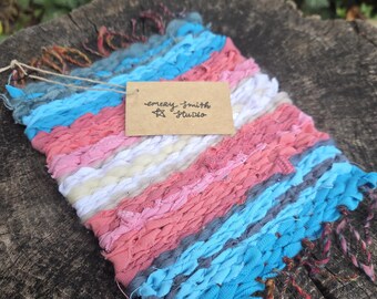 Handwoven Coaster - trans flag inspired