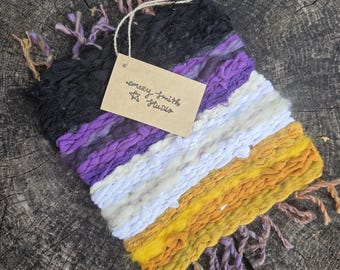 Handwoven Coaster - non-binary flag inspired