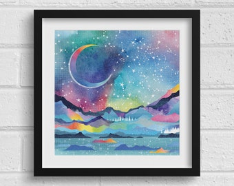 Opal Sky Celestial Art Print 21cm square