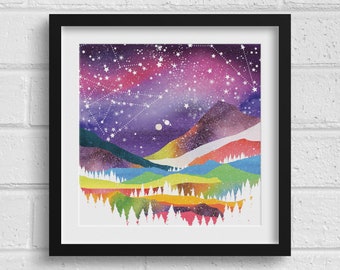 Jupiter and Saturn Art Print 21cm square