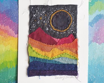 Moonshine #5 - New Moon - embroidered art