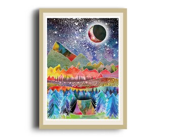 Camping Under the Moon - A4 Art print