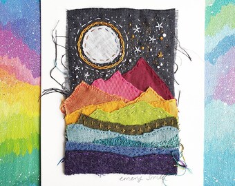 Moonshine #1 - Full Moon - embroidered art