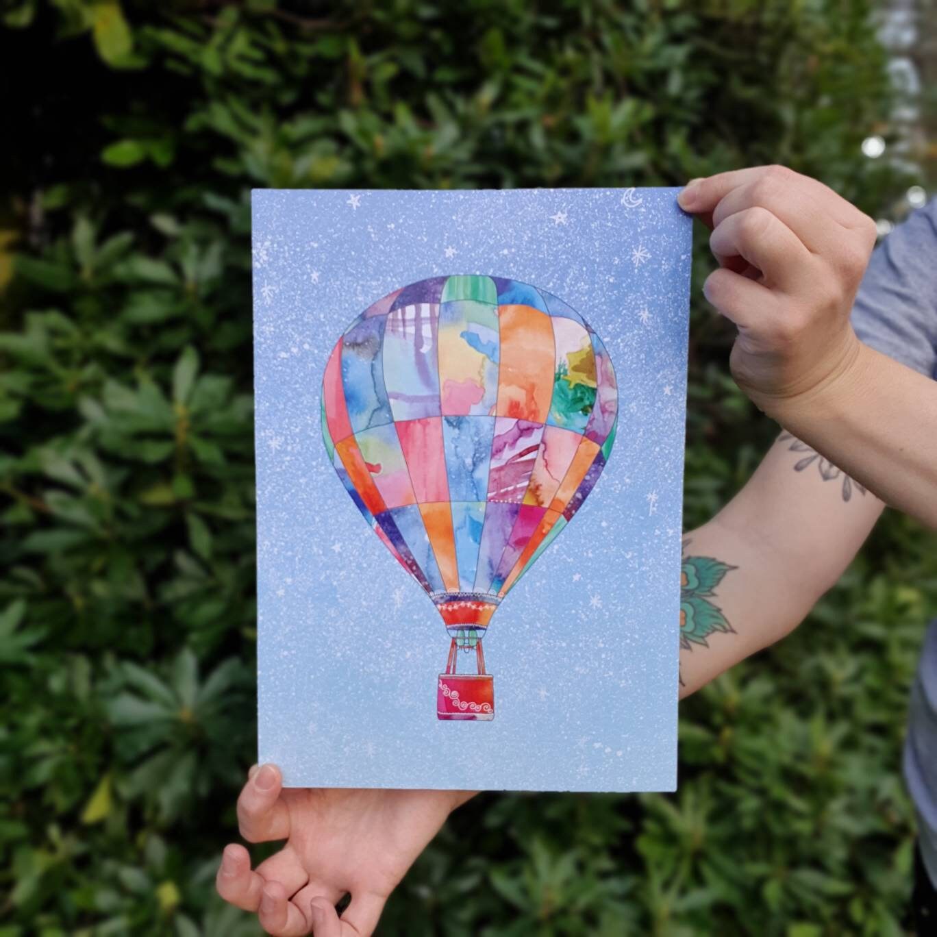 Hot Air Balloon Art Print, A4 - Etsy