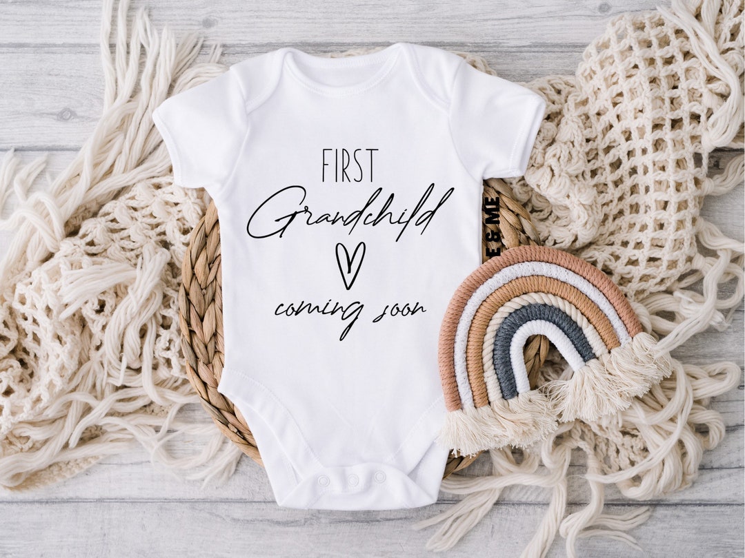 First Grandchild Coming Soon Announcement Onesie® Baby Girl Etsy