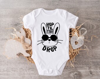Hop 'Til You Drop Easter Onesie®, Funny Bunny Baby Shower Gift