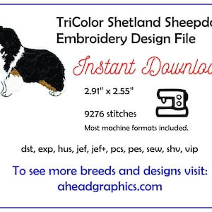 Dog- Machine Embroidery Design - Sheltie - Shetland Sheepdog- Dog Embroidery- Embroidery Patterns - Dog Art