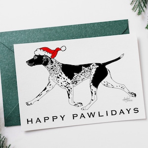 Duitse Kortharige Wijzer Kerstkaart - Hond Kunst - GSP - Hondenkaarten - aangepaste kaart