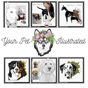 Custom Pet Portrait - Custom Pet Illustration- Digital Pet Drawing - Pet Portrait - Custom Illustration - Pet Memorial - Clip art - Dog Art