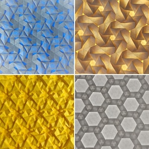 Varietà di tassellatura a griglia triangolare, confezione da 4, modelli di piega origami, piegalo da solo, puzzle geometrico, design impegnativo, modello digitale
