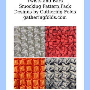 Twists smocking patterns pack, DIY fabric manipulation, calming craft, Canadian/American smocking, sewing, origami fashion, digital pattern image 2