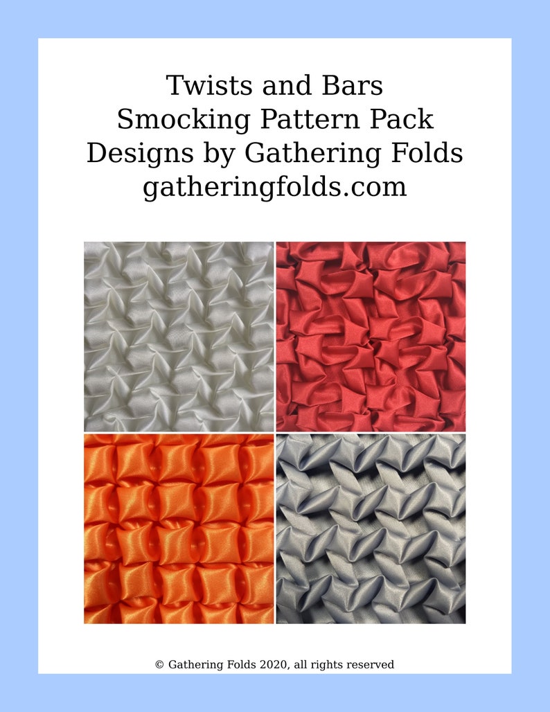 Twists smocking patterns pack, DIY fabric manipulation, calming craft, Canadian/American smocking, sewing, origami fashion, digital pattern image 2