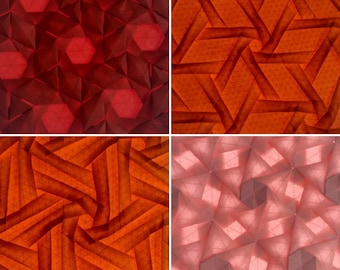 Straight From the Grid Tessellation 4er-Pack, Origami Faltmuster, Falten Sie Ihr eigenes, geometrisches Puzzle, herausforderndes Design, digitales Muster