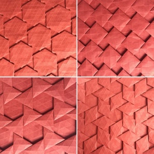 Tassellazione di piastrelle semiadiacenti confezione da 4, modelli di piega origami, piegalo da solo, puzzle geometrico, design impegnativo, modello digitale