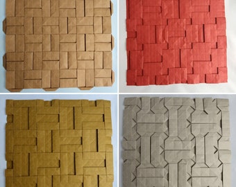 Parkett Tessellation 4er-Pack, geometrisches Puzzle, Origami Faltmuster, selbst falten, anspruchsvolles Design, digitales Muster, Papierkunst
