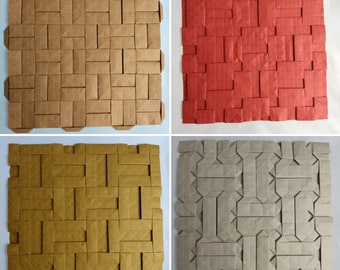 Parquet tessellation 4-pack, geometric puzzle, origami crease patterns, fold it yourself, challenging design, digital pattern, paper art