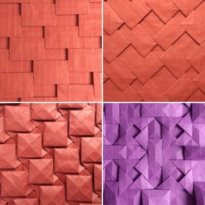 Tassellazione di piastrelle semi-adiacenti confezione da 4, modelli di piega origami, piegalo da solo, puzzle geometrico, design impegnativo, modello digitale