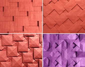 Semi-benachbarte Fliesen Tessellation 4er-Pack, Origami Faltmuster, falten Sie es selbst, geometrisches Puzzle, herausforderndes Design, digitales Muster