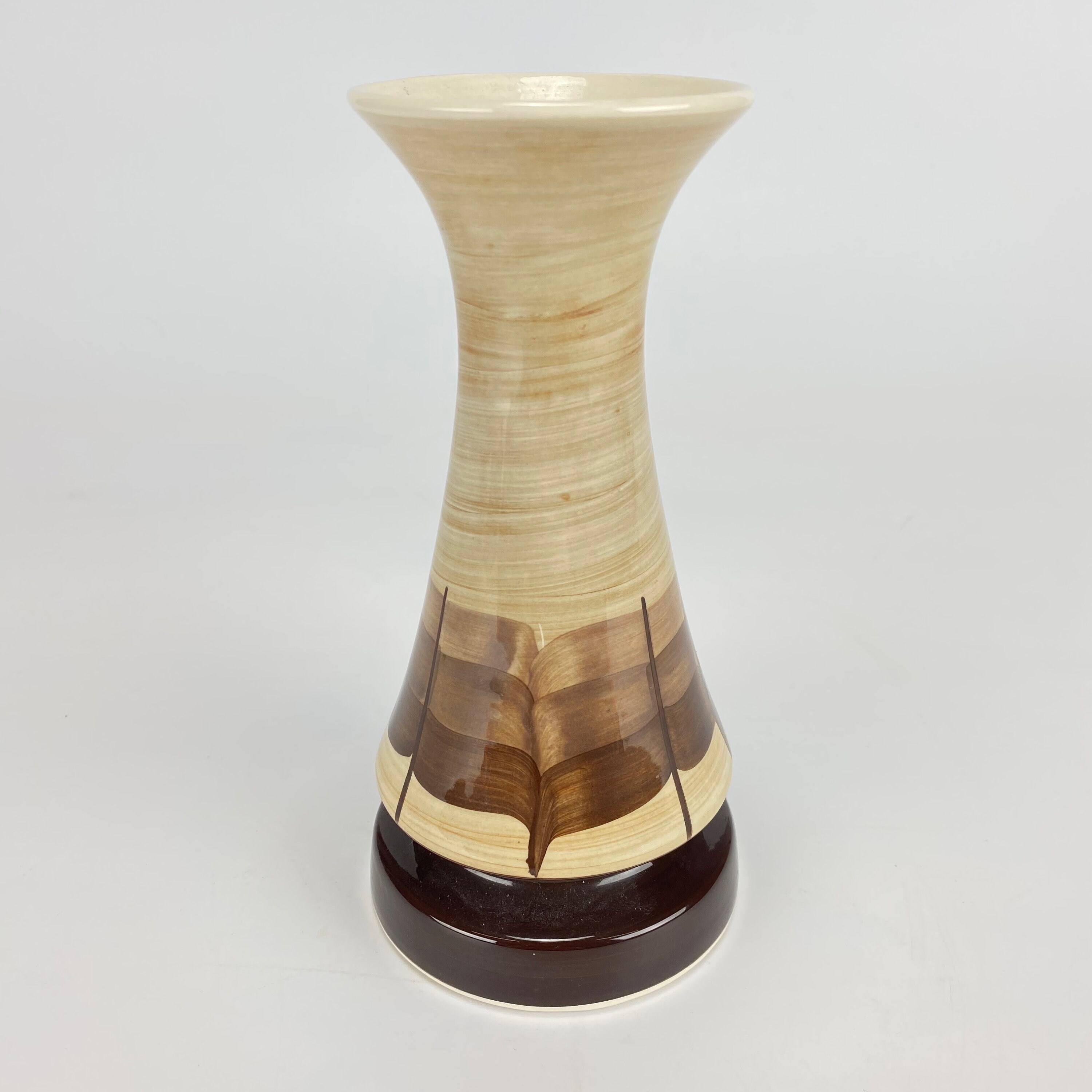 Small brown hand painted Jersey Pottery vase Etsy