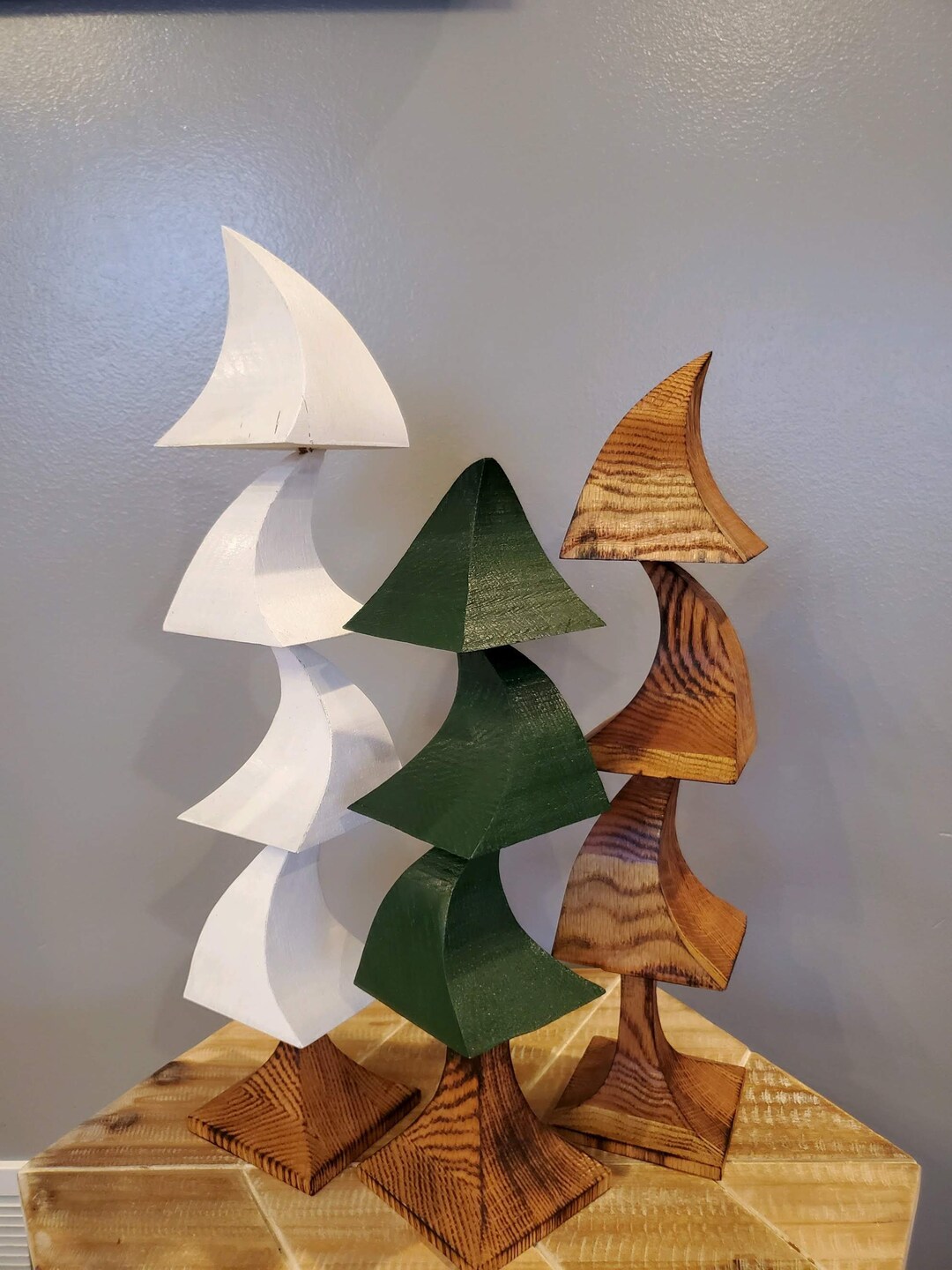 Whimsical Wooden Pine Trees Set of 3 Large - Etsy