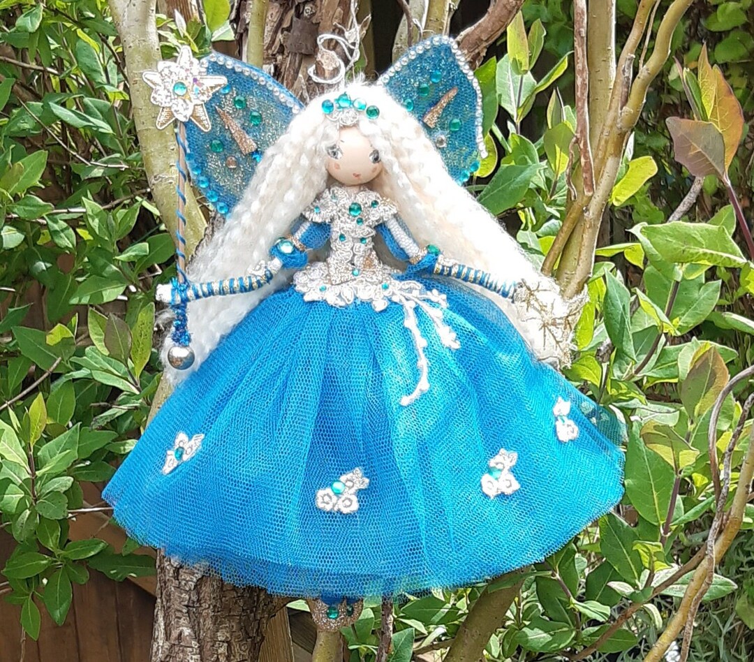 Large Teal Fairy Christmas Tree Topper Ornament Decoration Etsy UK