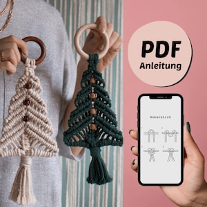 DIY macrame instructions for wall hanging, Christmas tree, PDF download German