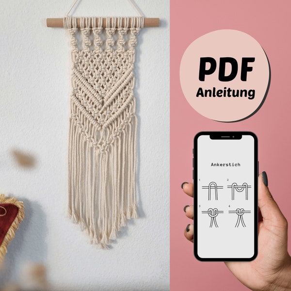 DIY macrame instructions for wall hanging, PDF download German