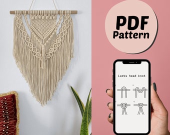 Macrame PATTERN and Knot Guide for DIY Wall hanging, digital download english