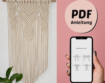 DIY macrame instructions for wall hanging, PDF download German