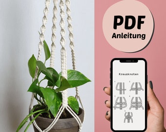 DIY macrame instructions for hanging basket, PDF download German