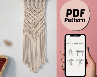 Macrame PATTERN and Knot Guide for DIY Wall hanging, digital download english